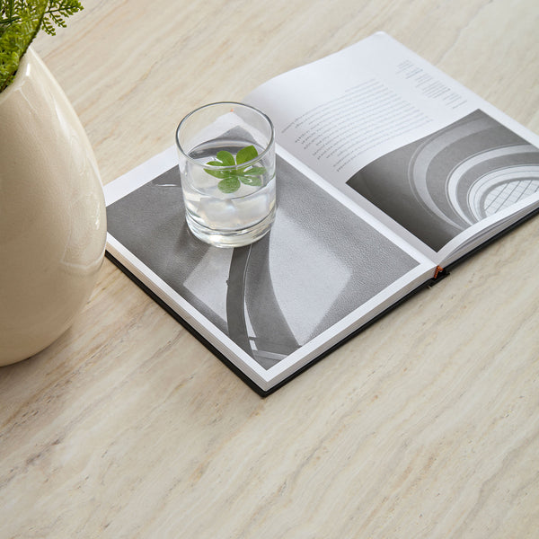 English Elm Fiberglass Square Coffee Table 35.4" Imitation Stone Finish, Durable Waterproof Design, No Assembly W2582P250702