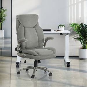 OSP Home Furnishings Big and Tall Ergonomic Office Chair with Lumbar Support and Padded Flip-up Arms EXH14517BT-2