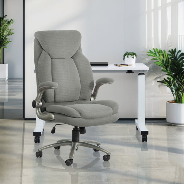 OSP Home Furnishings Big and Tall Ergonomic Office Chair with Lumbar Support and Padded Flip-up Arms EXH14517BT-2