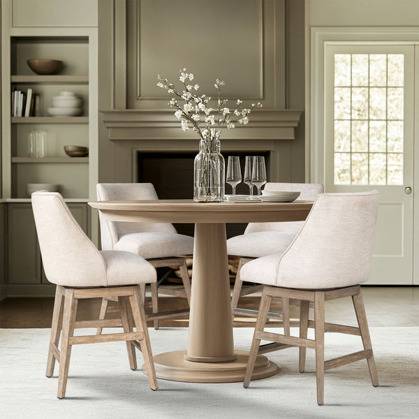 JLA Home Martha Stewart - Swivel Counter Stool with Padded Seat & 360° Swivel, Farmhouse Armless Design, Solid Wood Legs MT104-0185