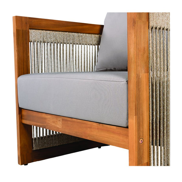 English Elm Christopher Knight Home® - Premium Acacia Wood Outdoor Club Chair With Curved Tub Design, Woven Rope, Water-Resistant Cushions N767P367654E