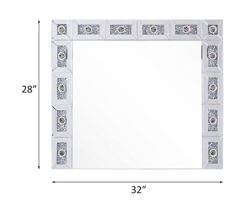 English Elm Noralie Glam Led Wall Mirror with Faux Diamond Frame for Bedroom or Entryway B2726P453786