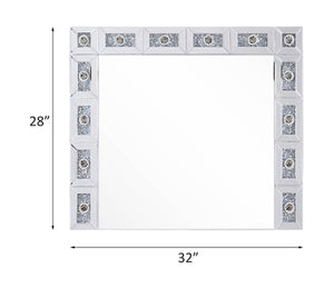 English Elm Noralie Glam Led Wall Mirror with Faux Diamond Frame for Bedroom or Entryway B2726P453786