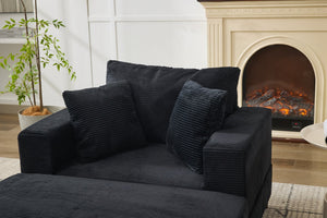 English Elm Chaise Lounge Chair With Storage Ottoman - Modern Upholstered Sofa Bed For Stylish Living Spaces W1170P353050