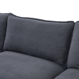 English Elm United We Win Modular Corduroy Sectional with Ottoman Low Profile Living Room Couch Gray W1568S00255