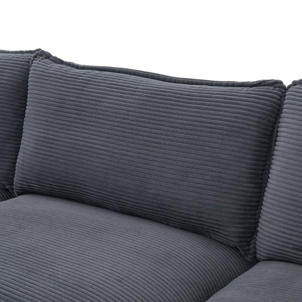 English Elm United We Win Modular Corduroy Sectional with Ottoman Low Profile Living Room Couch Gray W1568S00255