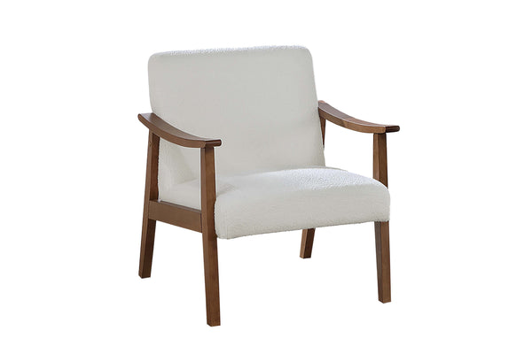 English Elm Stylish Mid-Century Faux Leather Accent Chair with Wooden Frame, Sloped Arms and Padded Seat White 27 L x 13 W x 23 H B011P369875