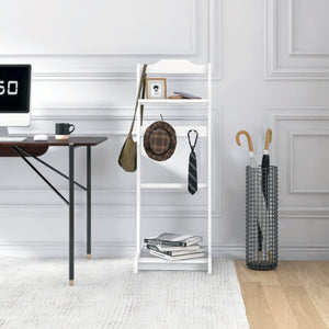 English Elm Accent Wooden Garment Rack Valet with Top Tray & Lidded Jewelry Storage, Compact Nordic Finish Organizer W760P178208