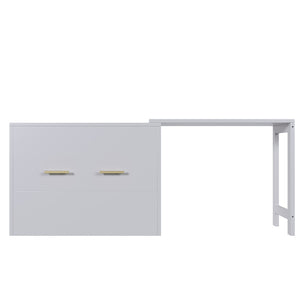 English Elm Twin Size Murphy Cabinet Bed With Adjustable Desk - Space-Saving Gray Chest Dresser For Guests N733P272603E-GIGA