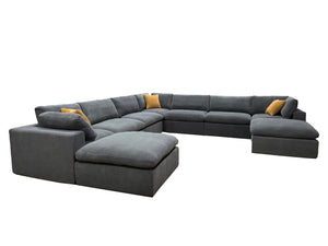 English Elm Coffee Bean Upholstered Modular Sectional with Toss Pillows for Modern Living Rooms B2748S00075