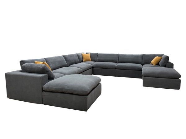English Elm Coffee Bean Upholstered Modular Sectional with Toss Pillows for Modern Living Rooms B2748S00075
