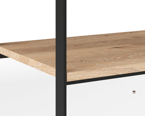 Sunpan Rosso Modern Industrial Nightstand with Soft Close Drawer, Rustic Oak Veneer & Black Iron Legs