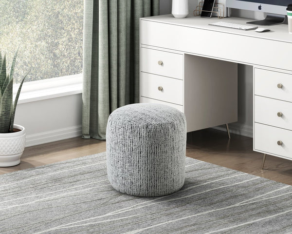 English Elm Cylindrical Chenille Pouf Ottoman - Modern Non-Slip Footstool & Versatile Side Table, 1Pc B011P251648
