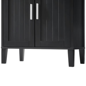 English Elm 70.9" High Freestanding Tall Bathroom Cabinet with Soft-Close Doors, Drawer & Adjustable Shelves for Organized Living Black N729P272001B
