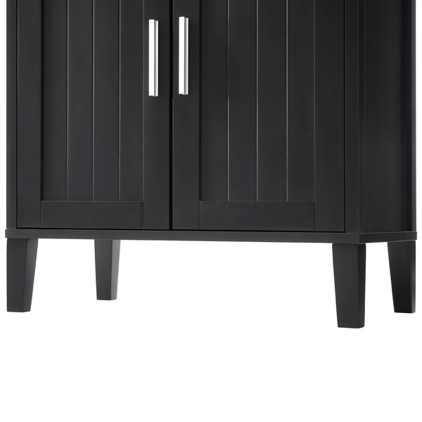 English Elm 70.9" High Freestanding Tall Bathroom Cabinet with Soft-Close Doors, Drawer & Adjustable Shelves for Organized Living Black N729P272001B