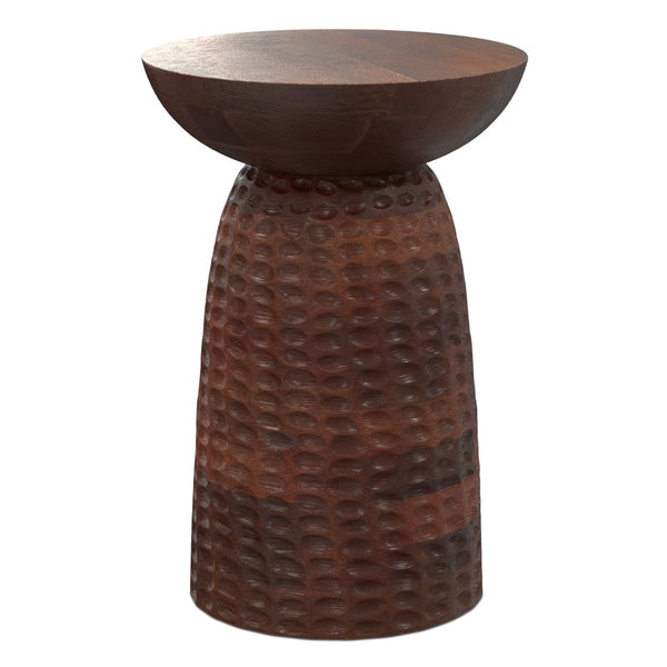 English Elm Boyd Hand-carved Solid Mango Wood Accent Table with White Finish for Modern Living Brown B136P414666