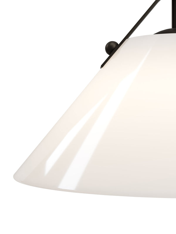 Currey & Company Bronwen Brass Pendant Light - Equestrian-inspired Elegance With Dimmable Flared Glass Shade Black Glass ,Metal 9000-1281-currey-company