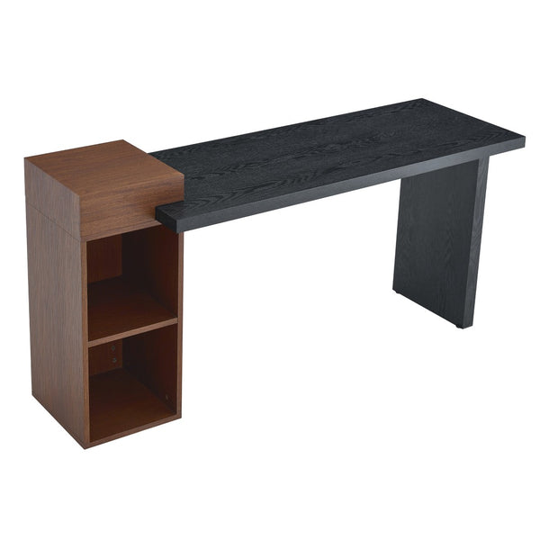English Elm Modern Wood Grain Console Table with Two Tier Shelving for Entryway or Living Room Black,Walnut W3875S00031