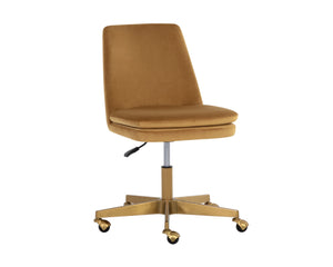 Sunpan Berget Modern Office Chair – Glamorous Design with Matte Gold Base for Stylish Workspaces and Mobility Gold Sky