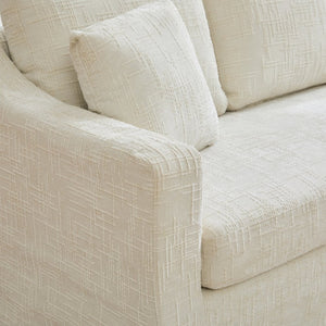 English Elm 83.86" Wide Chenille Three-seater Sofa Deep Cushioned Living Room Couch with Removable Covers Beige W3189S00016