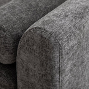 English Elm 88.58" Wide Chenille Upholstered Bench with Curved Armrests and Bolster Pillows for Bedroom Gray W3189S00028