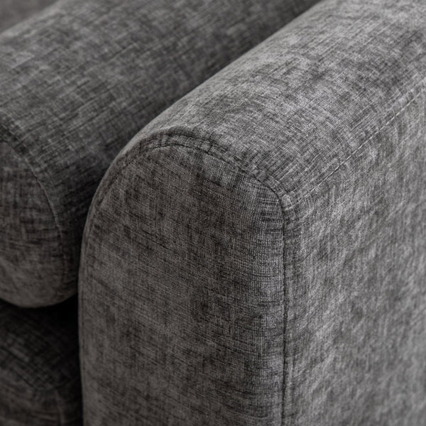 English Elm 88.58" Wide Chenille Upholstered Bench with Curved Armrests and Bolster Pillows for Bedroom Gray W3189S00028