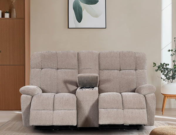 English Elm Liyasi Dual OKIN Motor Power Recliner Sofa 2-Seater with Infinite Position Lock, 300lb Capacity, Modular W820S00061