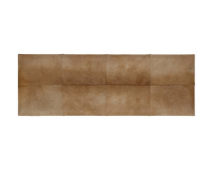 Sunpan PILAR Bench - Artisan-Crafted, Hand-Stitched Brown Cowhide on Sleek Black Iron Frame, Unique Design 108187