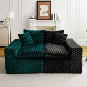 English Elm Luxury Color-Block Turtle Velvet Sofa - Versatile & Stylish Seating For Cozy Living Room Gatherings W3371S00052