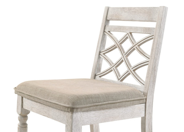 English Elm Fiorella Armless Dining Chair Set of 2 Cushioned Seat Distressed Wood Legs Off White B2749P413295