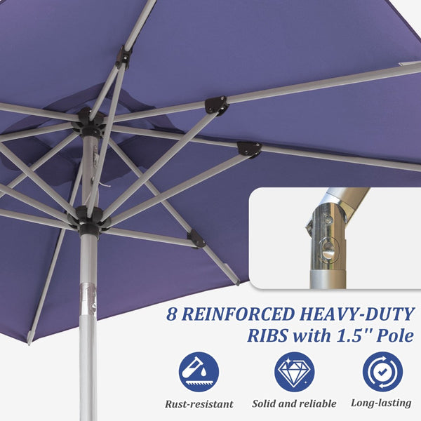 English Elm Rectangle Patio Umbrella With Crank Lift & Tilt, Durable Navy Shade For Outdoor Comfort & Style W1859P320941-GIGA