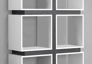English Elm Bookshelf, 5-Tier 71" Modern Etagere with 8 Cube Shelves, Two-Tone White & Cedar Grey Room Divider B2710P219604