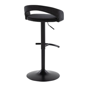 English Elm Adjustable Velvet Swivel Barstools with Black Metal Base for Kitchen or Home Bar Set B202S01991