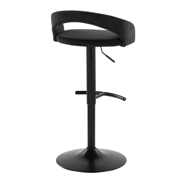 English Elm Adjustable Velvet Swivel Barstools with Black Metal Base for Kitchen or Home Bar Set B202S01991