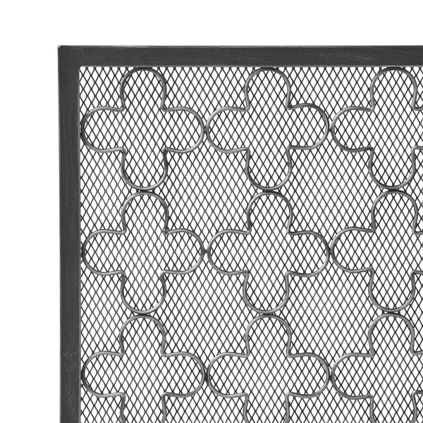 English Elm Christopher Knight Home® - FIRE Modern Single Panel Iron Fireplace Screen Black Brushed Silver – Clover Trellis Mesh Guard, 43x32 65180.00BBSILV