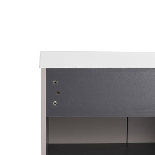 English Elm 30" Modern Freestanding Bathroom Vanity with Integrated Basin, Adjustable Shelf & 3 Metal Handles khaki W999P241054
