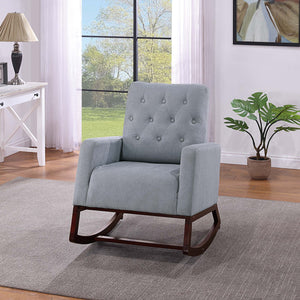English Elm Rocker Diamond-Tufted Upholstered Rocking Chair with Plush Cushions, Exposed Legs, Elegant Accent Steel Gray 29 L x 28 W x 20 H B089P240471