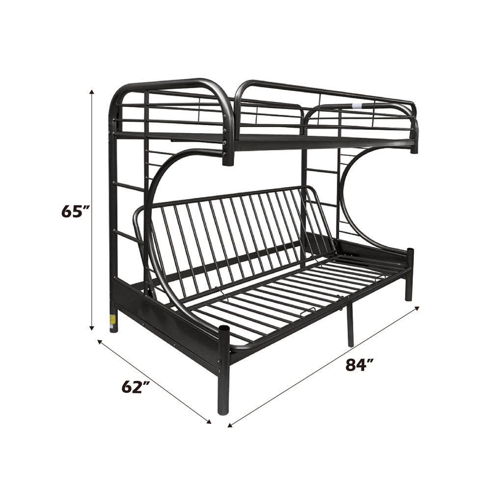 English Elm Eclipse Black Metal Twin XL/Queen Futon Bunk Bed with Convertible Futon, Dual Ladders, 330lb Capacity B2726P271654