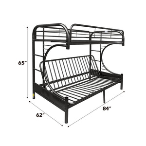 English Elm Eclipse Black Metal Twin XL/Queen Futon Bunk Bed with Convertible Futon, Dual Ladders, 330lb Capacity B2726P271654