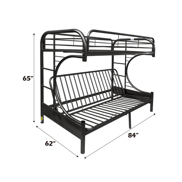 English Elm Eclipse Black Metal Twin XL/Queen Futon Bunk Bed with Convertible Futon, Dual Ladders, 330lb Capacity B2726P271654