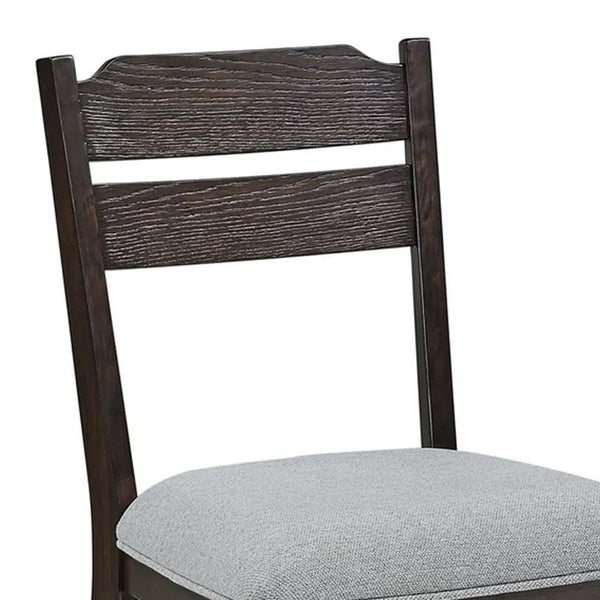 English Elm Omal Farmhouse Counter Height Dining Chairs Slatted Wood Frame Gray Upholstered Seat B056P417082