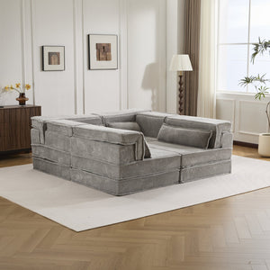 English Elm Compression Boneless Modular Sofa Bed - Versatile, Plush 4-Seater With Pillows, No Assembly Needed! W3723S00032