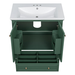 English Elm 30" Stylish Dark Green Bathroom Vanity With Sink Combo, Durable Mdf, Modern Design & Storage Solution SY999606AAF-6