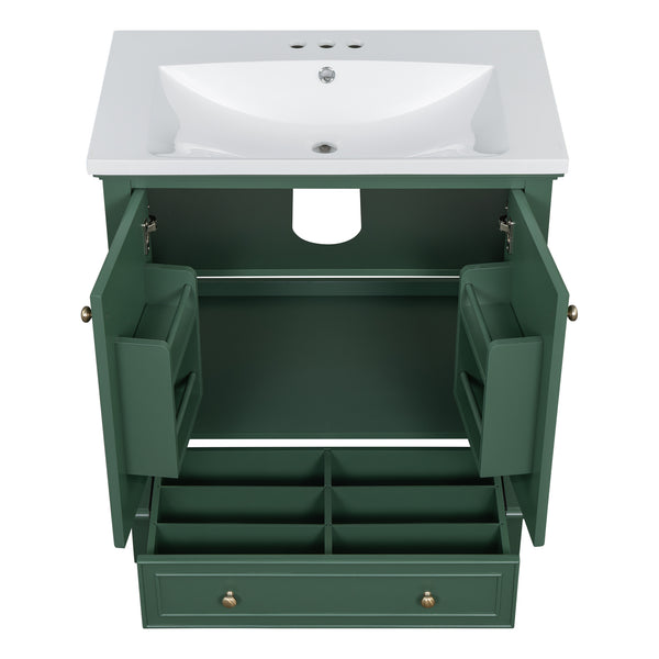English Elm 30" Stylish Dark Green Bathroom Vanity With Sink Combo, Durable Mdf, Modern Design & Storage Solution SY999606AAF-6