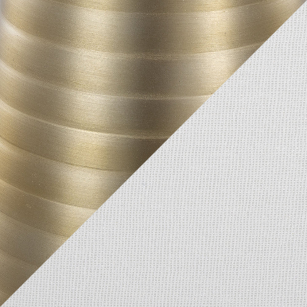 English Elm Maya Gold 27" Contemporary Ribbed Metal Table Lamp w/ White Linen Shade, Set of 2 — Luxe Glow B202P224097