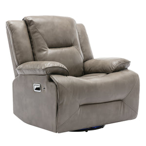 English Elm Home Theater Recliner Set with LED Accent Lighting, Dual Cup Holders, Gel Leather Comfort Seating Grey SG001470AAE