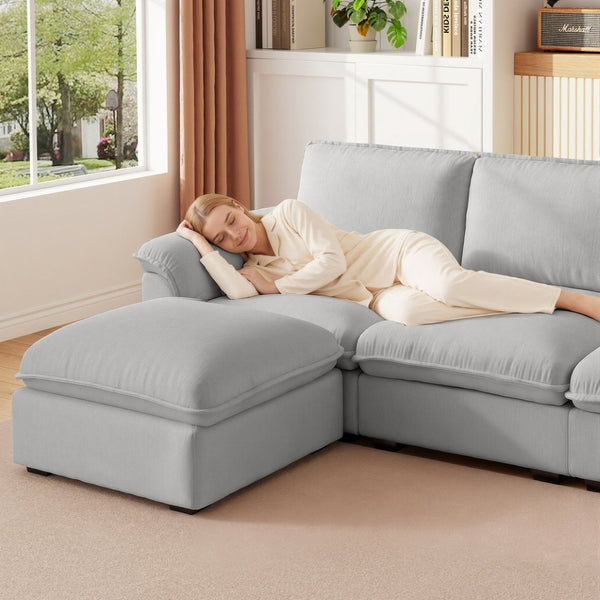English Elm Cloud Sectional Sofa with Movable Chaise Soft Chenille Upholstery for Modern Living Rooms Gray W1359S00066
