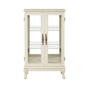 English Elm 2 Doors Curio Cabinet - Elegant Lighted Display With Glass, Mirrored Back, Adjustable Shelves & More! W2275P178894