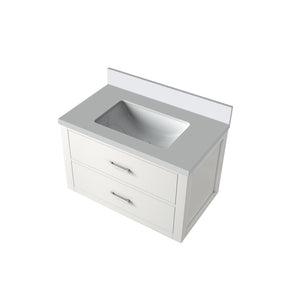 English Elm White Single Bath Vanity With Quartz Top, Soft-Close Doors, Solid Wood Frame - Perfect For Bathrooms! B2731P257942-GIGA