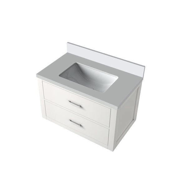 English Elm White Single Bath Vanity With Quartz Top, Soft-Close Doors, Solid Wood Frame - Perfect For Bathrooms! B2731P257942-GIGA